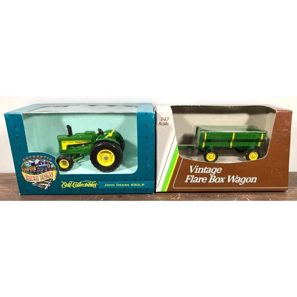 Ertl John Deere 630LP Tractor & Flare Box Wagon Diecast 1/43 Lot Railway Design - Picture 1 of 8
